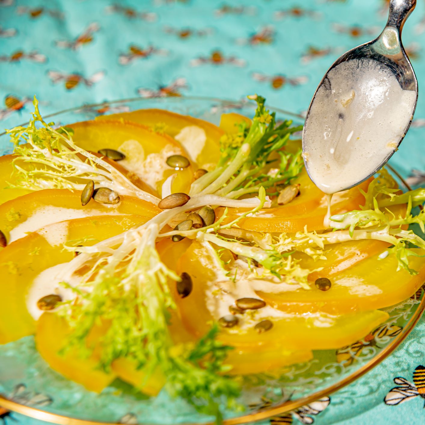 Roasted Golden Beets Salad with Yuzu Dressing